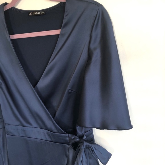 SHEIN Satin Wrap Ruffle Hem Dress - Picture 8 of 8